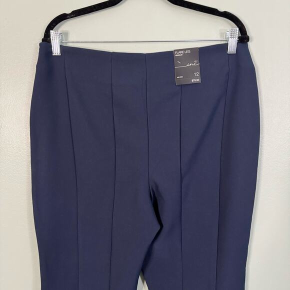 INC INTERNATIONAL CONCEPTS Pants 12 Bootcut Flare Leg Mid Rise Pleated Blue NWT - Picture 4 of 11